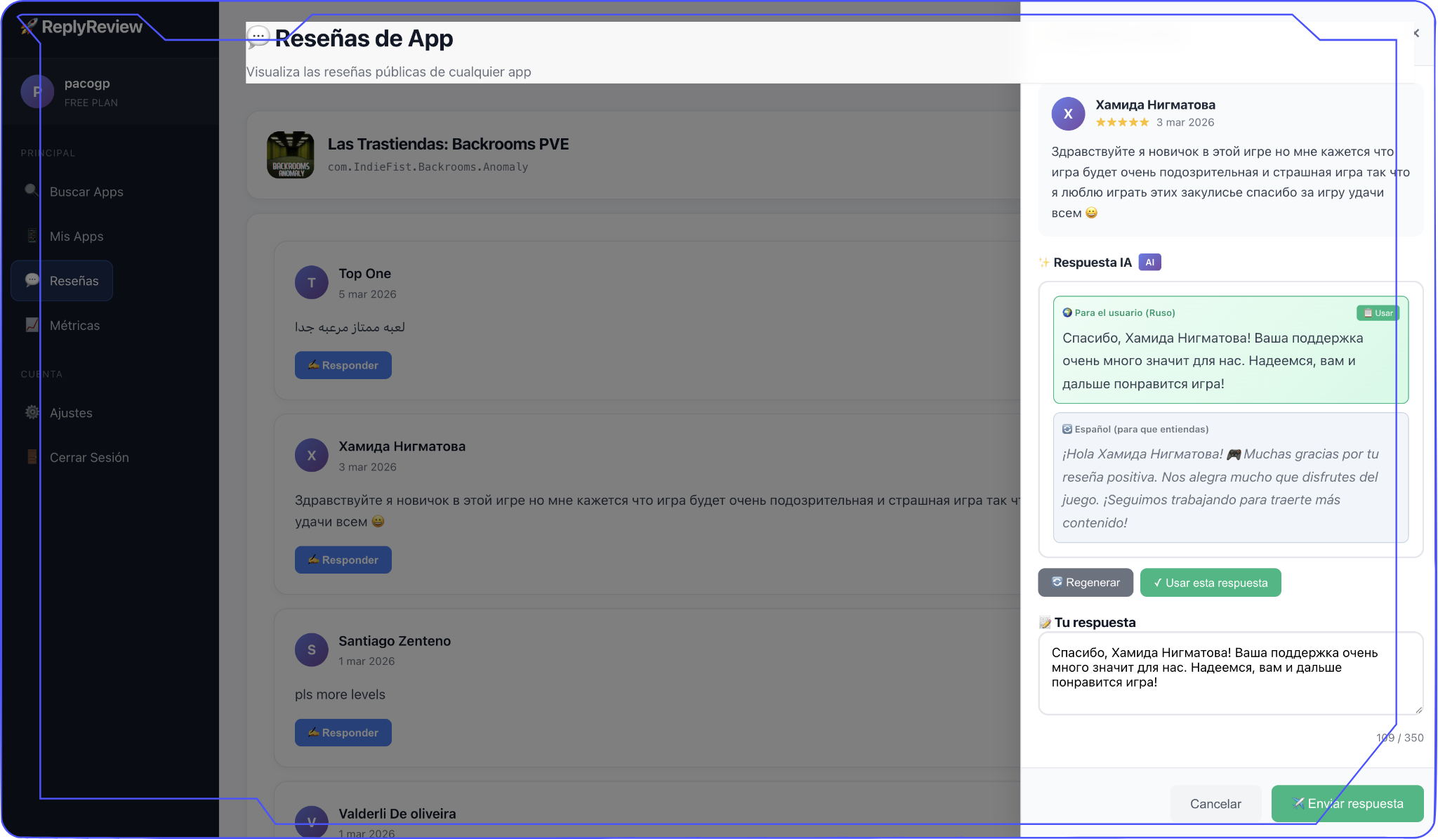 Dashboard inteligente de ReplyReview